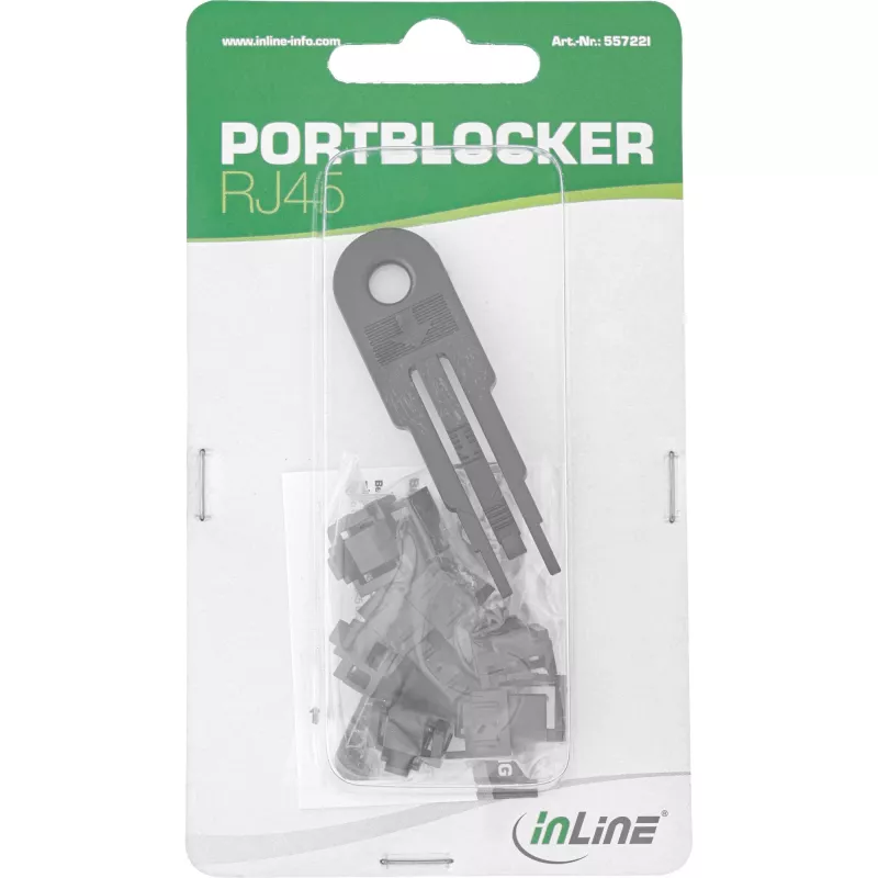 InLine RJ45 prievadų blokavimo rinkinys, pradinis rinkinys su 10 blokatorių ir raktu, juodas