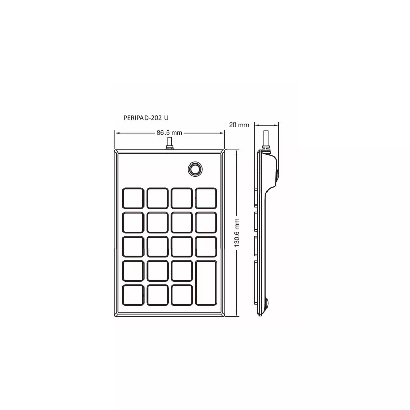 Perixx PERIPAD-202U Numeric Keypad USB-A Black (57161E)