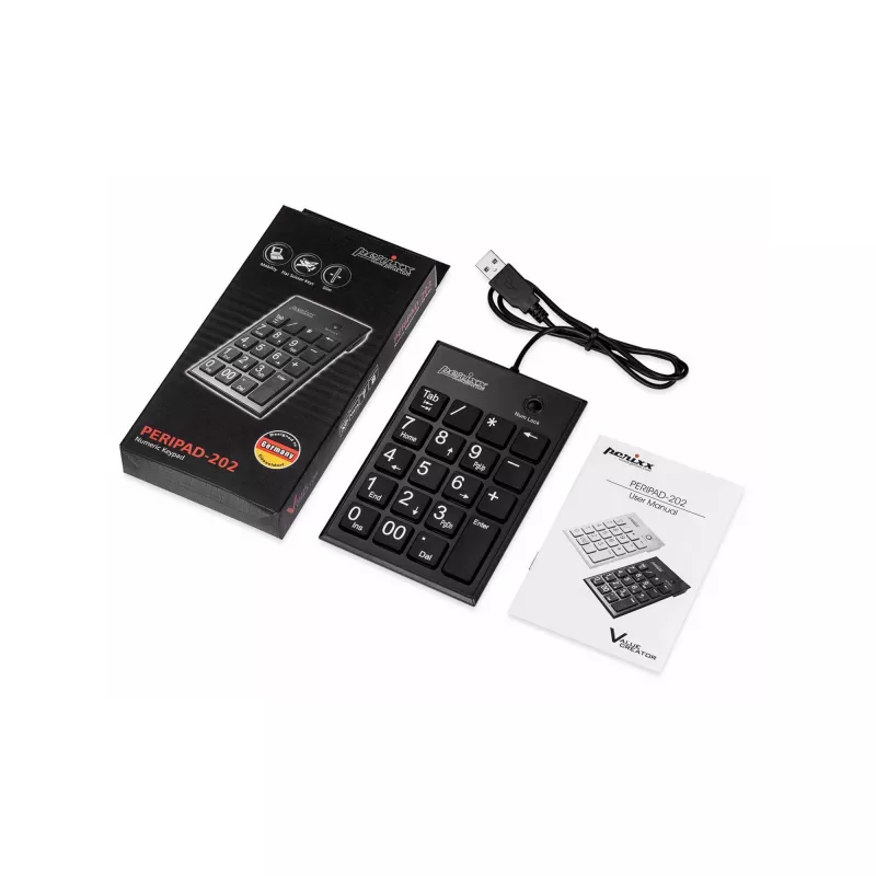 Perixx PERIPAD-202U Numeric Keypad USB-A Black (57161E)
