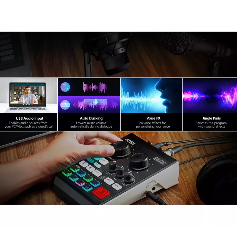 Audio maišytuvas ATEN MicLIVE 6-CH 6 kanalų 24 bit 96 kHz