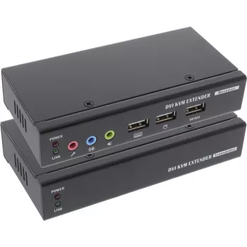 InLine DVI USB KVM prailgintuvas per TP kabelį su garsu iki 50 m
