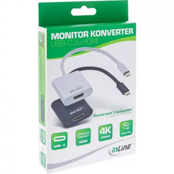 InLine USB ekrano keitiklis, USB-C kištukas į HDMI lizdą (DP Alt Mode), 4K/60Hz