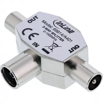 InLine antenos T-skyriklis TV 1x Coax lizdas į 2x Coax kištukai 69914
