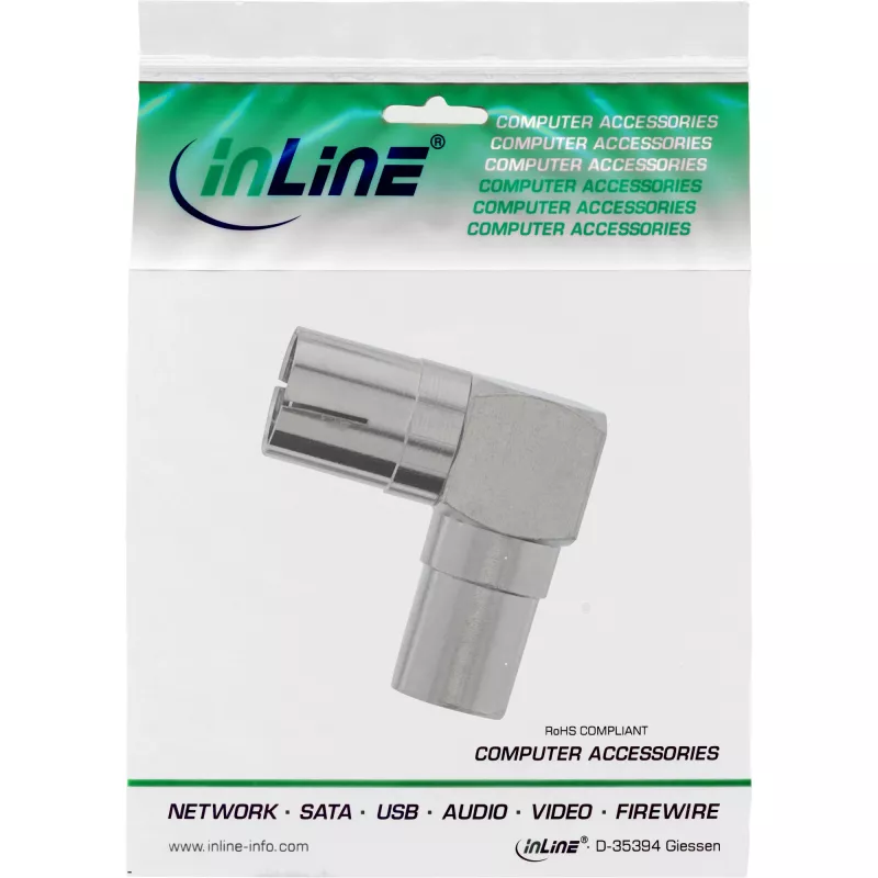 InLine Antena Koaksialinis Jungtis IEC kištukas į lizdą kampuotas metalinis 69915M