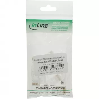 InLine modulinis kištukas 10P10C, skirtas užspausti ant juostinio kabelio, skaidrus plastikas, 10 vnt.
