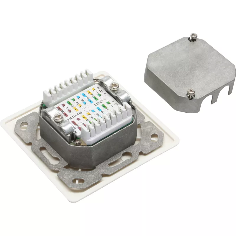 InLine Cat.6 prijungimo dėžutė 2x RJ45 lizdas, horizontali, RAL9010 balta