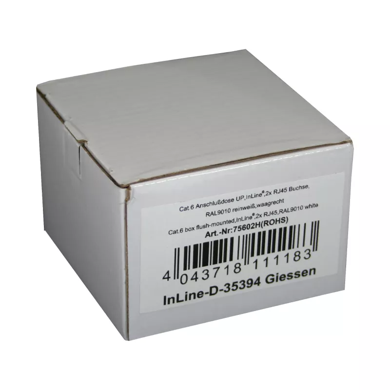 InLine Cat.6 prijungimo dėžutė 2x RJ45 lizdas, horizontali, RAL9010 balta
