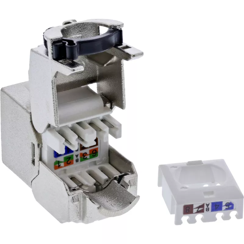 InLine Keystone RJ45 lizdas plonas, SNAP-In, Cat.8.1, integruotas kabelio raištis