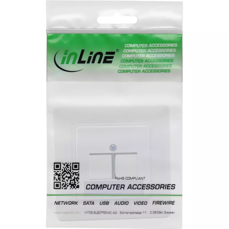 InLine rėmelio rinkinys 2x RJ45 Keystone SNAP-In 90°, baltas RAL9010