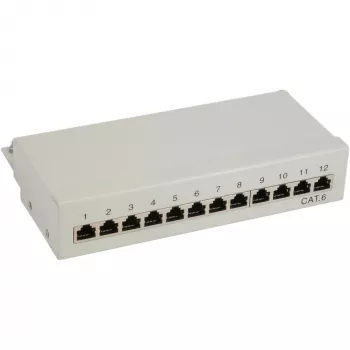 InLine Patch Panel Cat.6 12 prievadų stalas/siena montuojamas šviesiai pilkas RAL7035