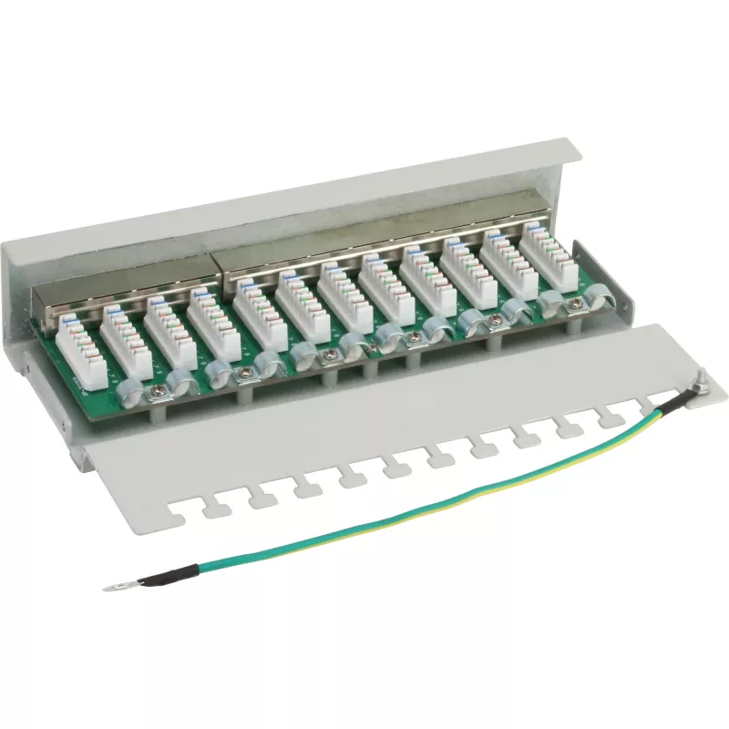 InLine Patch Panel Cat.6 12 prievadų stalas/siena montuojamas šviesiai pilkas RAL7035