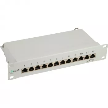 InLine Patch Panel 10 col. Kat.6 12 prievadų 1U šviesiai pilka RAL7035