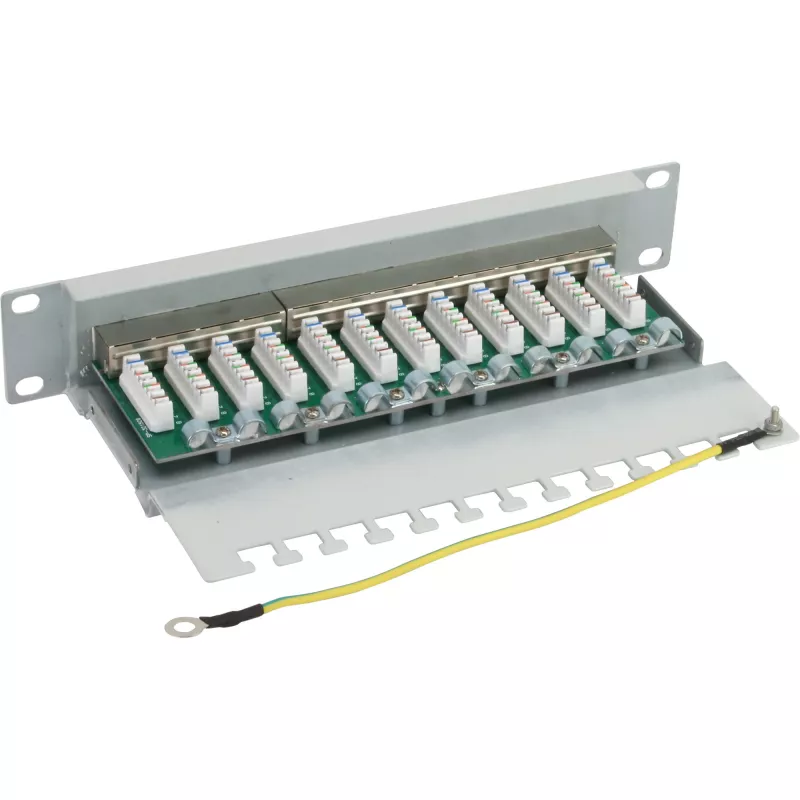 InLine Patch Panel 10 col. Kat.6 12 prievadų 1U šviesiai pilka RAL7035