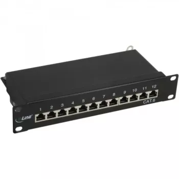 InLine Patch Panel 10 colių Cat.6 12 prievadų 1U juodas RAL9005