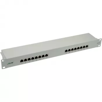 InLine Patch Panel Cat.6 16 prievadų 19 colių 1HE šviesiai pilka RAL7035