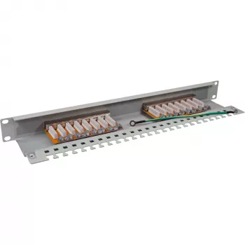 InLine Patch Panel Cat.6 16 prievadų 19 colių 1HE šviesiai pilka RAL7035