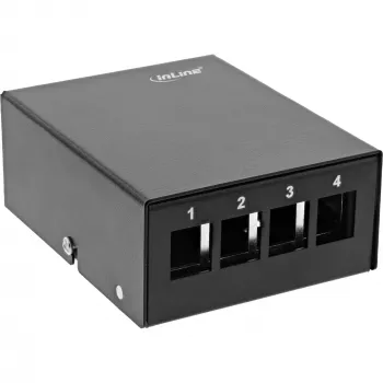InLine Desktop Consolidation Point Box 4x Keystone RJ45, metalinis, juodas RAL9005