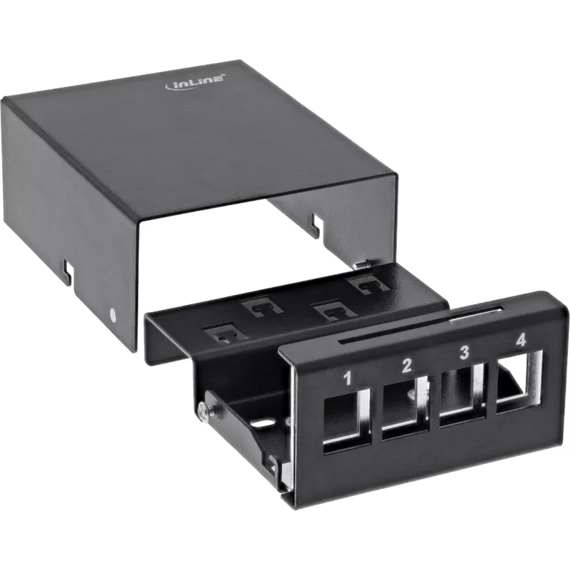 InLine Desktop Consolidation Point Box 4x Keystone RJ45, metalinis, juodas RAL9005