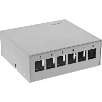 InLine Desktop Consolidation Point Box 6x Keystone RJ45, metalinė, RAL7035