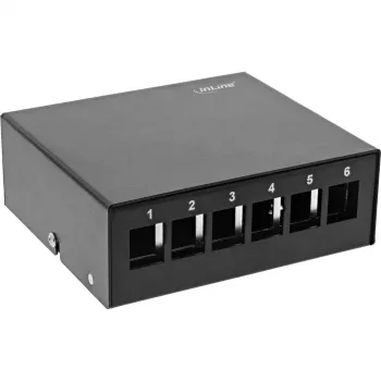 InLine Desktop Consolidation Point Box 6x Keystone RJ45, metalinis, juodas RAL9005