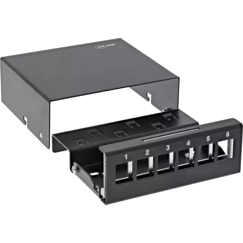 InLine Desktop Consolidation Point Box 6x Keystone RJ45, metalinis, juodas RAL9005