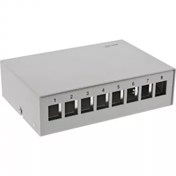 InLine Desktop Consolidation Point Box 8x Keystone RJ45, metalinis, RAL7035