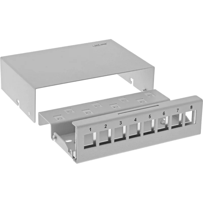 InLine Desktop Consolidation Point Box 8x Keystone RJ45, metalinis, RAL7035