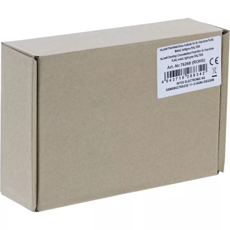InLine Desktop Consolidation Point Box 8x Keystone RJ45, metalinis, RAL7035