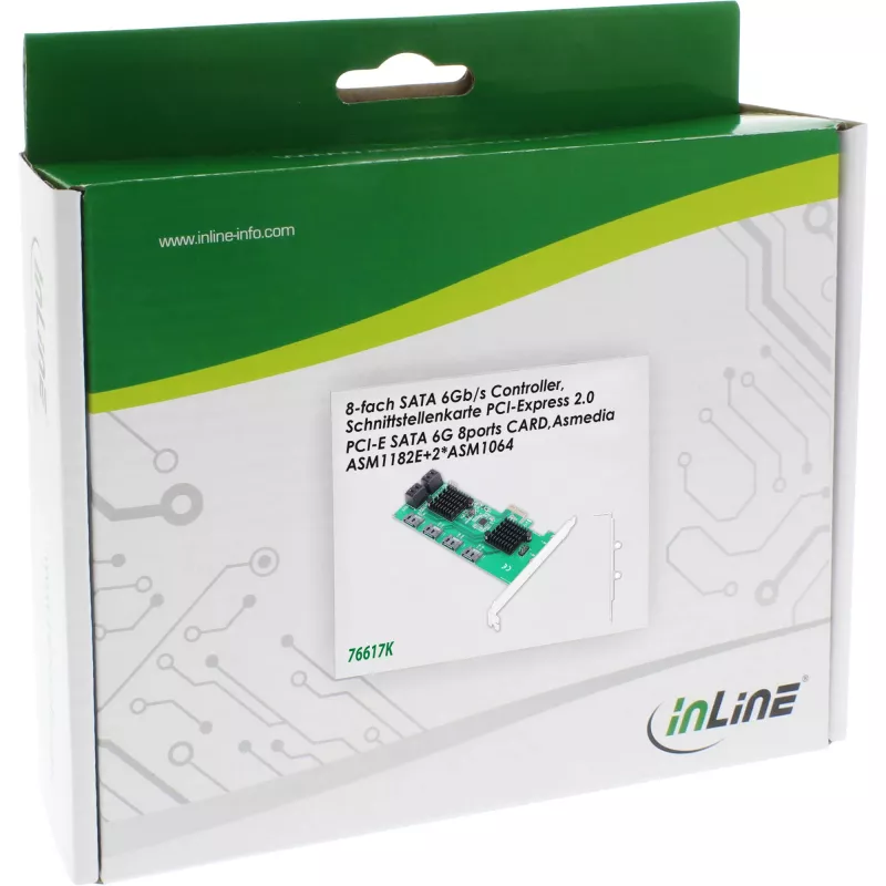 InLine 8x SATA 6Gb/s valdiklio plokštė, PCIe 2.0