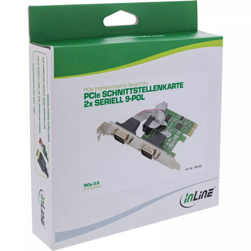 InLine sąsajos plokštė 2x Serial 9 kaiščių PCIe PCI-Express vyriška