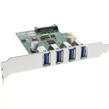 InLine 76661C USB 3.0 4 prievadų pagrindinis valdiklis PCIe su LP laikikliu ir 4 kontaktų pagalbiniu maitinimu