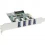 InLine 76661C USB 3.0 4 prievadų pagrindinis valdiklis PCIe su LP laikikliu ir 4 kontaktų pagalbiniu maitinimu