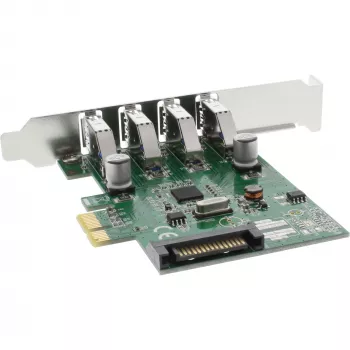 InLine 76661C USB 3.0 4 prievadų pagrindinis valdiklis PCIe su LP laikikliu ir 4 kontaktų pagalbiniu maitinimu