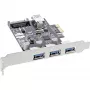 InLine 3+1 prievadų USB 3.0 šeimininko valdiklis, PCIe, su SATA maitinimu ir žemo profilio laikikliu