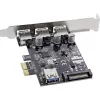 InLine 3+1 prievadų USB 3.0 šeimininko valdiklis, PCIe, su SATA maitinimu ir žemo profilio laikikliu