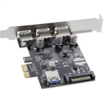 InLine 76662C USB 3.0 pagrindinis valdiklis, PCIe, 3+1 prievadai, su SATA maitinimo jungtimi ir žemo profilio laikikliu