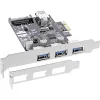 InLine 3+1 prievadų USB 3.0 šeimininko valdiklis, PCIe, su SATA maitinimu ir žemo profilio laikikliu