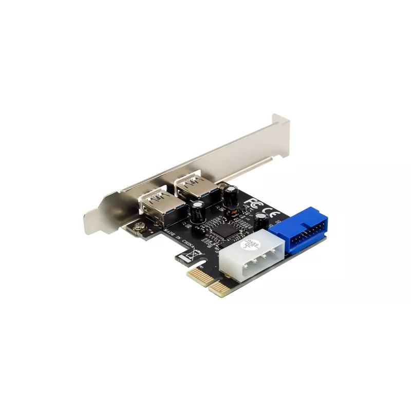 InLine 2+2 prievadų USB 3.2 Gen.1 pagrindinis valdiklis, PCIe, su SATA maitinimu ir žemo profilio kronšteinu