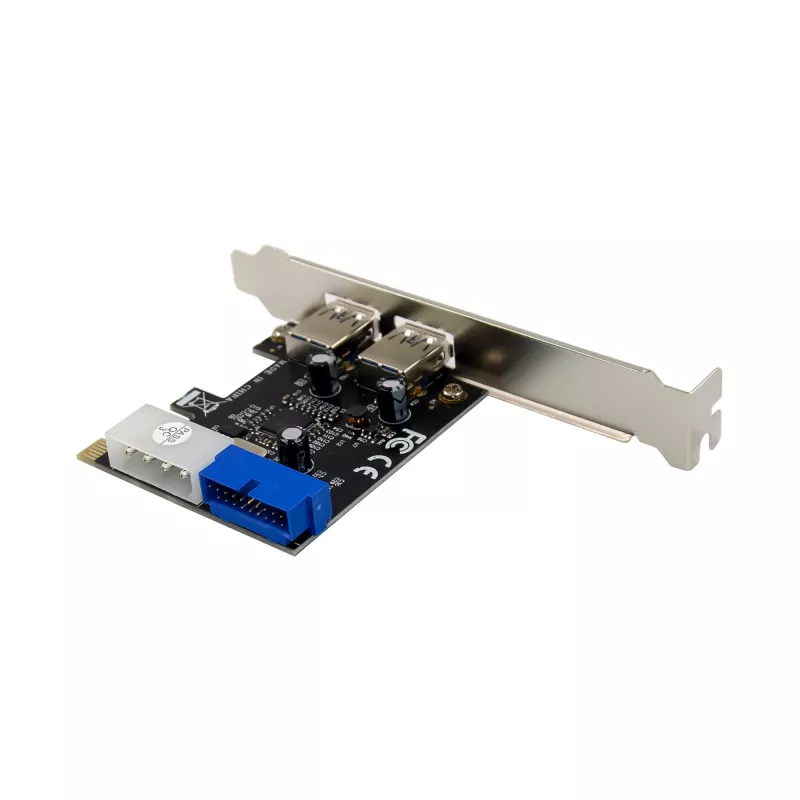 InLine 2+2 prievadų USB 3.2 Gen.1 pagrindinis valdiklis, PCIe, su SATA maitinimu ir žemo profilio kronšteinu