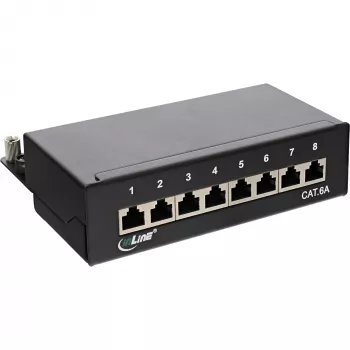 InLine Patch Panel Cat.6A 8 prievadų, stalo / sienos montavimui, juoda RAL9005