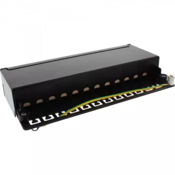 InLine Patch Panel Cat.6A stalo / sienos komplektas 12 prievadų juodas RAL9005
