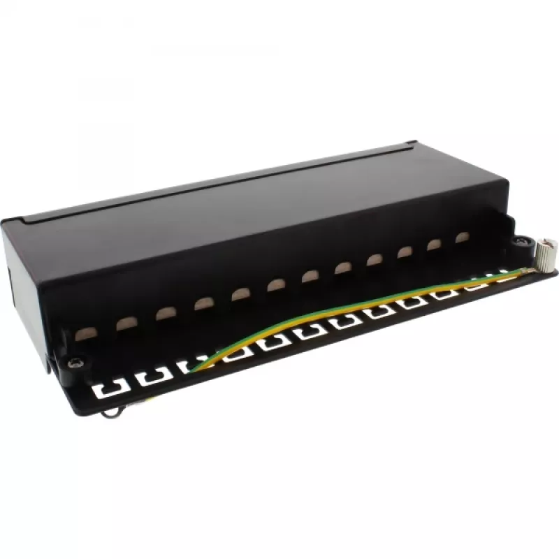 InLine Patch Panel Cat.6A stalo / sienos komplektas 12 prievadų juodas RAL9005