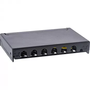 InLine Patch panel Cat.6A 0,5U 6 prievadų, stalo/sienos/stovo, juodas su dulkių apsauga