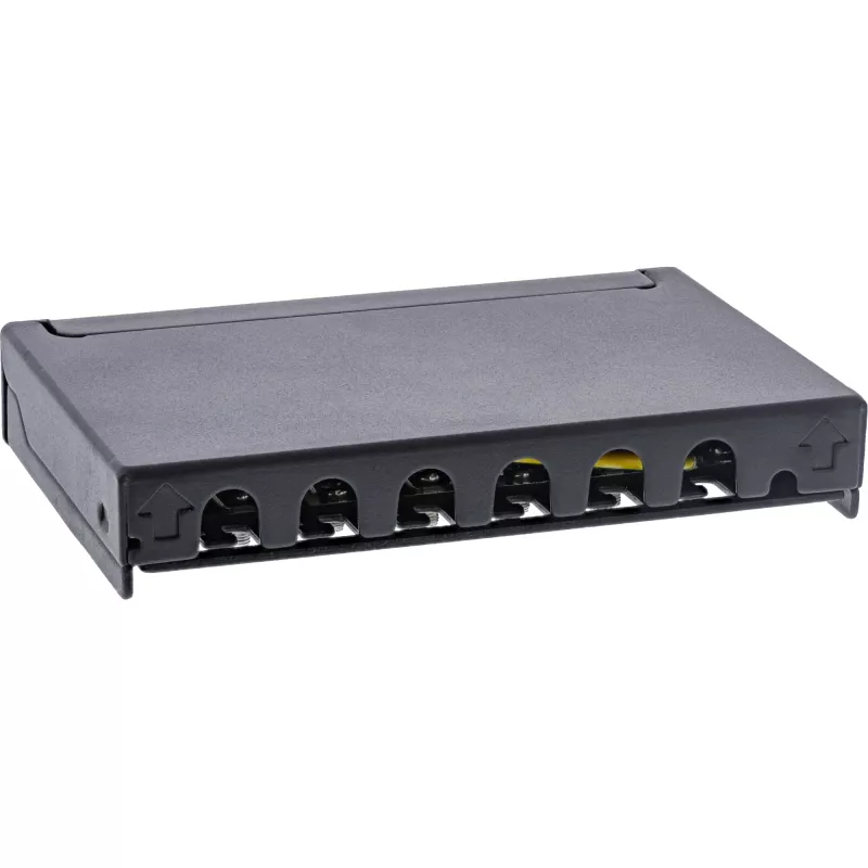 InLine Patch panel Cat.6A 0,5U 6 prievadų, stalo/sienos/stovo, juodas su dulkių apsauga