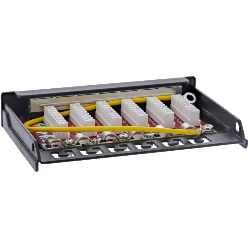 InLine Patch panel Cat.6A 0,5U 6 prievadų, stalo/sienos/stovo, juodas su dulkių apsauga