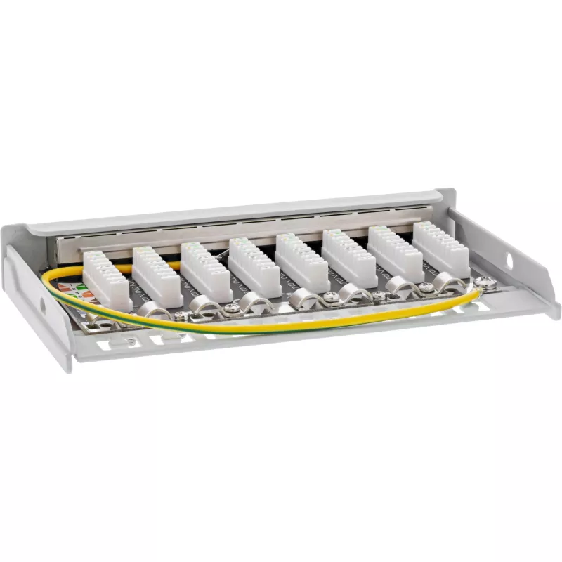 InLine Patch panel Cat.6A 0,5U 8 prievadų, stalas/siena/bėgelis, pilka, dulkių apsauga