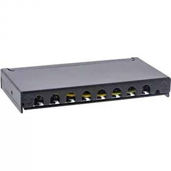 InLine Patch panel Cat.6A 0,5U 8 prievadų, stalo/sienos/bėgio montavimui, juodos spalvos, su dulkių apsauga