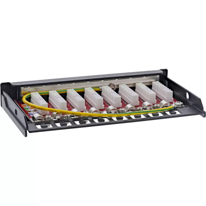 InLine Patch panel Cat.6A 0,5U 8 prievadų, stalo/sienos/bėgio montavimui, juodos spalvos, su dulkių apsauga