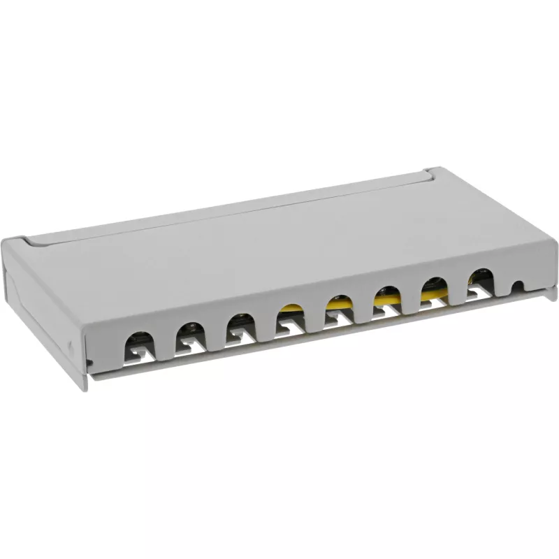 InLine Patch panel Cat.6A 0,5U 8 prievadų, montavimui ant stalo/sienos, šviesiai pilka RAL7035