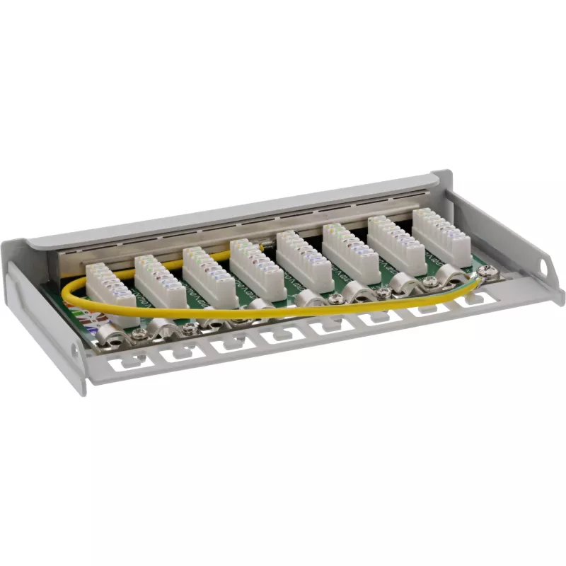 InLine Patch panel Cat.6A 0,5U 8 prievadų, montavimui ant stalo/sienos, šviesiai pilka RAL7035